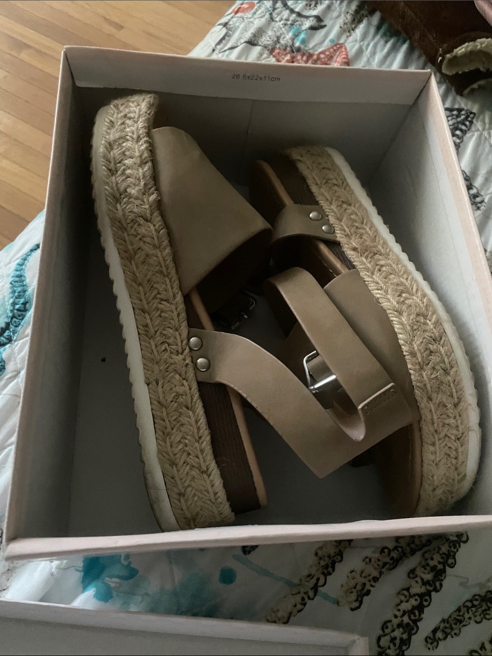 Soda Taupe Platform Espadrille Sandals with Buckle Straps